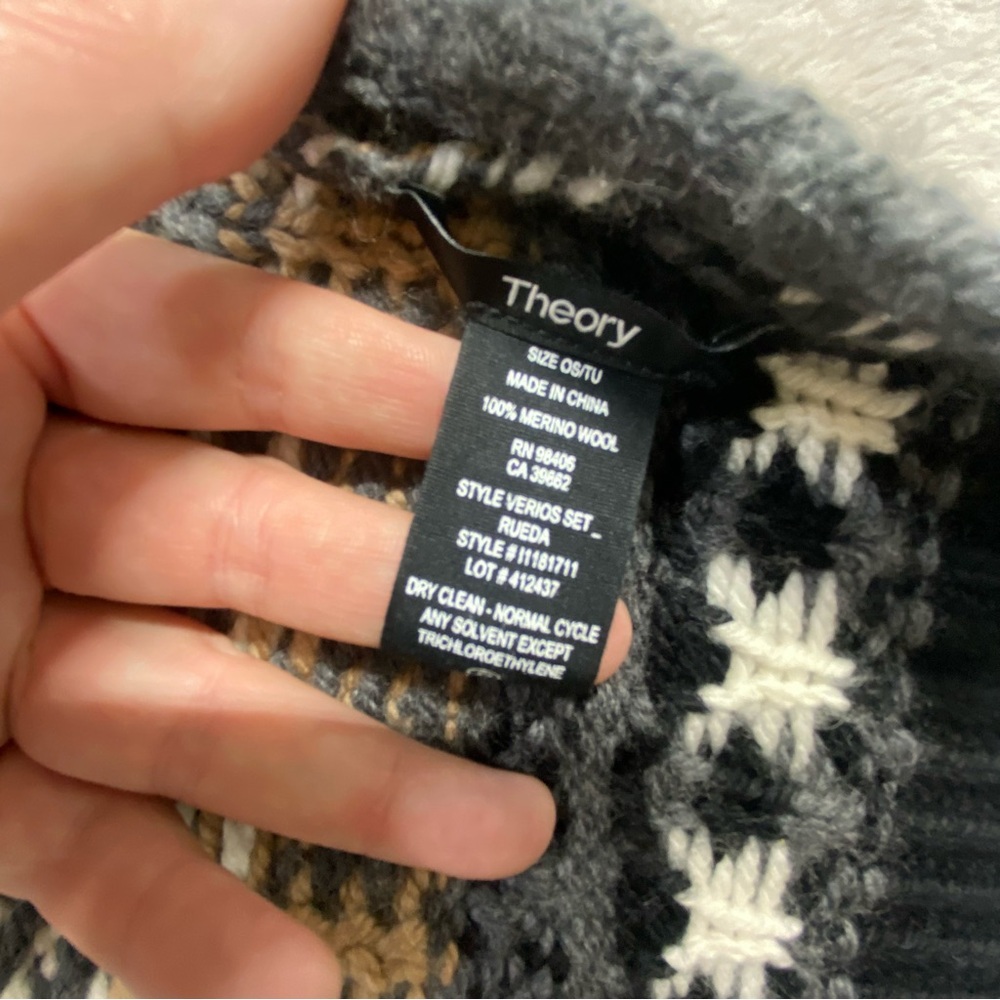 Theory Fair Isle wool scarf one size - Picture 4 of 4